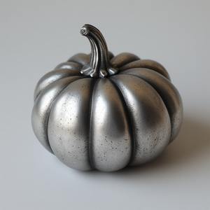 Pièce de décoration citrouille moderne en aluminium, design artisanal avec charme métallique poli, rehaussant les maisons d'Halloween - Product Image 2