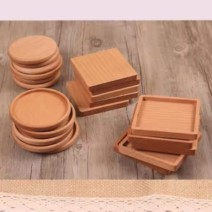 Styles Wooden <b>Coasters</b> <b>Black</b> Walnut Beech Cork Coffee Tea Cup Mats by crescent crafts - Product Image 2