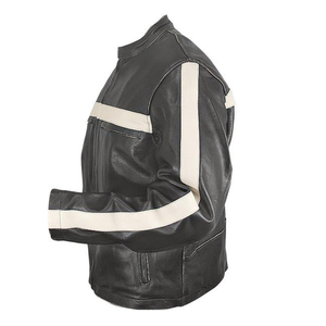 Chaqueta de moto de cuero Brando para hombre, chaqueta de cuero negro genuino con armadura CE extraíble para montar en moto - Product Image 4