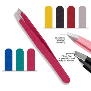 Pinzas para Cejas con Punta Inclinada y Recubrimiento Rosa, Sin Espacios, para Depilación con Hilo, con Estuche - Product Image 4