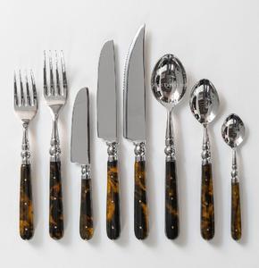 Nouvel ensemble de couverts décoratifs en métal avec poignée en écaille de tortue pour la maison et le décor de table de mariage ensemble de couverts en argent - Product Image 5