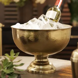 Luxury Gold Matte Finish Hammered Stainless Steel Punch Bowl Bulk Wholesale for Weddings Restaurants <b>Ice</b> <b>Buckets</b> <b>Beverage</b> <b>Tubs</b> - Product Image 1