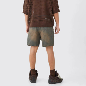 Short en jean décontracté pour hommes, fourniture d'usine OEM, conception personnalisée, vente en gros de short en jean anti-rides, solide, été 2025 - Product Image 2