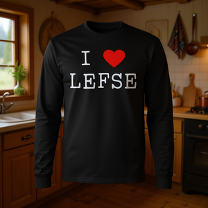 T-shirt a maniche lunghe con cuore rosso 'I Love Lefse Food of Norway' - Prodotto promozionale - Product Image 3