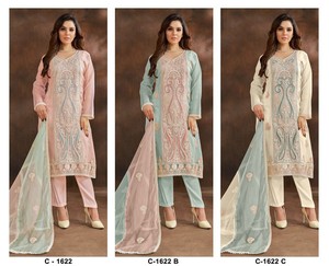 Nueva Organza paquistaní con traje bordado pesado con Pent Stanton con interior Stanton con Organza con Dupatta bordado - Product Image 4