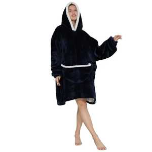 Sudadera cálida de invierno Cuerda larga para dormir Ropa de Casa Adultos Sudadera con capucha de franela gruesa Manta usable ponderada de gran tamaño - Product Image 5