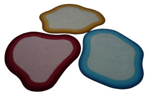 Tapis d'intérieur en laine 100% écologique, forme organique, fait main, touffeté, rose et marron, style moderne, poils moyens, pour la décoration du salon - Product Image 4