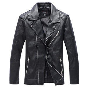 Chaqueta de Cuero Premium al por Mayor OEM, Chaqueta de Cuero Casual de Negocios con Cuello de Traje para Hombre Joven y de Mediana Edad, Chaqueta de Motociclista Masculina - Product Image 1