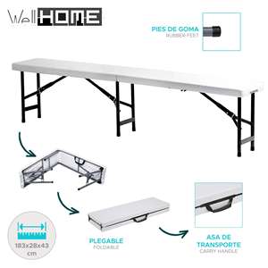 WELL HOME Panca da Patio a Forma di Valigetta 1,83 Metri in Polietilene e Telaio in Metallo - Product Image 2