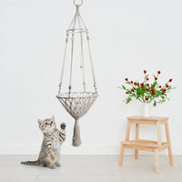 Cama Suspensa Moderna de Macramê em Corda de Algodão Artesanal para Gatos e Cães com Cesto de Borlas
