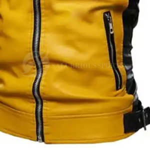 Chaqueta de cuero de moda para hombre Original 100%, cuello levantado con tela de lona de tamaño personalizado, precio bajo - Product Image 4