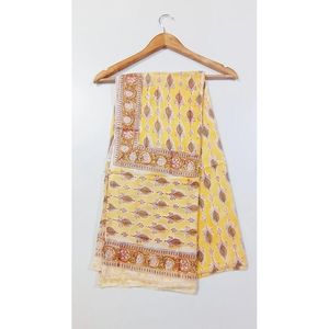 Bagru Hand Block Cotton Poplin Yellow Luxury Ethnic Embroidered Floral and Solid Printed Dupatta Party Wear New Arrival Design - Product Image 1