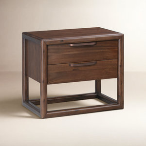 Naurase Solid Wood Modern Minimalist Nightstand with Two Drawers for Bedroom Home Storage - Product Image 2