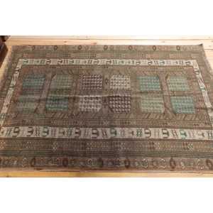 3.9x5.7 ft Turkish Rug, Vintage Rug, <b>Brown</b> Ikat <b>Wool</b> Rug - Product Image 3