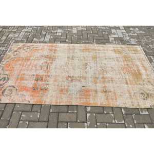 Tapis turc vintage, tapis d'appoint 3,8x7,3 pieds, tapis oriental orange et bleu - Product Image 3