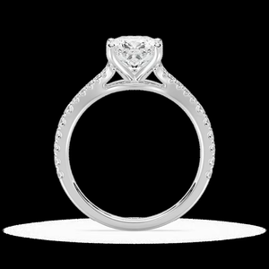 Bague de fiançailles en diamant de laboratoire taille coussin de 2,25 CTW, bande pavée à tige fendue, certifiée IGI, or massif 14 carats - Product Image 2