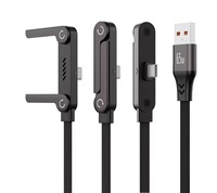 Câble tressé en nylon 240W 5A avec support de téléphone, boîte couleur, transfert de données, chargeur rapide pour ordinateur portable, multi-angles pour iPhone 17 et joueurs