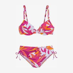 Women's Triangle Fashion Bikini Set <b>Pink</b> Wholesale Front Logo <b>Sexy</b> Push Thong Bottom Best Selling Floral Print 2-Piece Bandeau - Product Image 1