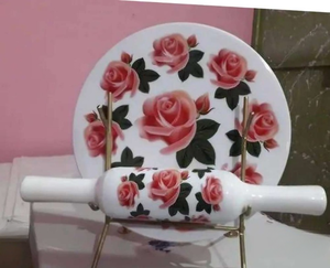 ชุดอุปกรณ์ทำขนมแบบดั้งเดิม ดีไซน์เฉพาะตัว ทำจากหินอ่อน ไม้ และโลหะ เป็นมิตรกับสิ่งแวดล้อม สำหรับใช้ในครัวเรือน ประกอบด้วยไม้คลึงแป้งและแผ่นรองทำขนม - Product Image 1