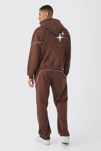 Top Quality Sweatsuit 100% Cotton Reflective Lines <b>Trouser</b> and Hoodie Set Puff Printing Logo Oversized Tracksuit For <b>Men's</b> - Product Image 6