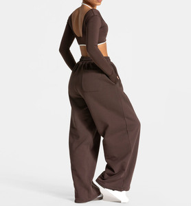 OEM Custom Private Label Regular Straight Leg Mid Waist Drawstring Breathable Eco-Friendly Cotton <b>Fleece</b> <b>Womens</b> Sweatpants - Product Image 4