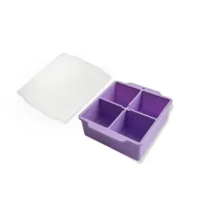 Best Selling Wholesale 4/6/8 Grids Ice Cube Mold Ice Maker Custom Bpa Free Silicone Ice Cube Trays With Cover