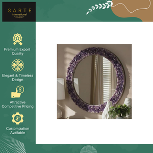 Luxury Modern Handmade Healing Lighted Eco-Friendly Amethyst <b>Mirror</b> Natural Stone Frame Customized Home Decor Wall Centerpiece - Product Image 6