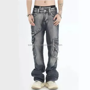 Xu Hướng Đàn Hồi Sơn Giật Gân Lỗ Giản Dị Men's Jeans Denim Quần Ripped Stretch Skinny Jeans Mens Scratch Jeans Cho