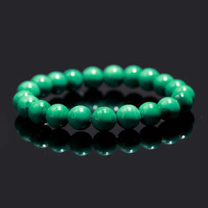 Natural 8mm Smooth Round Malachite <b>Gemstone</b> Beaded <b>Bracelet</b> 7 Inches Crystal Bangle - Product Image 3