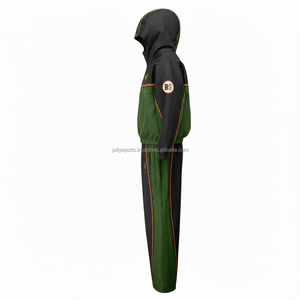 Ensemble coupe-vent en nylon de qualité supérieure de grande taille 220GSM Survêtement coupe-vent avec design deux tons noir panneau vert Logo personnalisé - Product Image 5