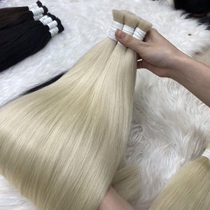 VIP <b>Hair</b> Bulk 100% Raw Virgin <b>Hair</b> With Top Quality White Blonde Color Natural Straight <b>Hair</b> Extensions - Product Image 4