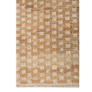 พรมทอมือลายเรขาคณิตสีเบจและสีน้ำตาลจากเส้นใยปอกระเจาและป่าน รุ่น Nomadic Threads สำหรับห้องนั่งเล่นและทางเดินในบ้าน-PDJT-725 - Product Image 4