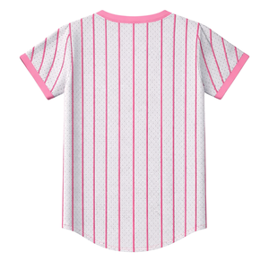 Pull de baseball gris clair pour sororité grecque, vêtements décontractés élégants pour sororité universitaire, rose et vert - Product Image 4