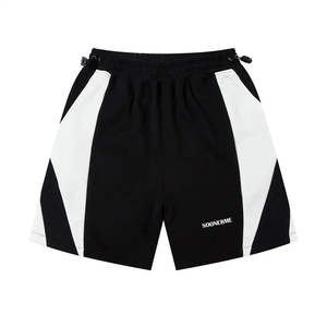 New Unisex Printed Sweat <b>Shorts</b> <b>Quick</b> <b>Dry</b> and Breathable Two Tone Patchwork Fleece Adjustable Elastic Waist Knitted with Pockets - Product Image 1