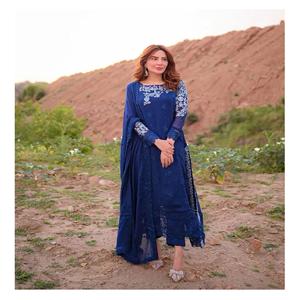 Ensemble de vêtements ethniques indiens brodés traditionnels pour les mariages et les fêtes de fête Pantalon cousu tendance Costume Dupatta fabriqué en Inde - Product Image 1