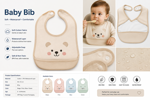 Bavoirs pour bébé en coton turc 100% – Bavoirs ultra absorbants pour la bave et la dentition avec sangles réglables, vêtements doux pour nouveau-nés - Product Image 2