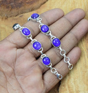 Plata de Ley 925, lapislázuli, estampada piedra preciosa, joyería Spinner, piedra preciosa Natural sólida hecha a mano, pulsera de plata 925, joyería - Product Image 2