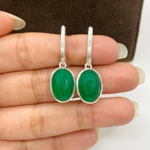 Boucles d'oreilles en jade vert, argent sterling 925, fabrication artisanale, bijoux en pierres précieuses mignons, cadeau pour femmes, anniversaire, fête, vente en gros en or - Product Image 6