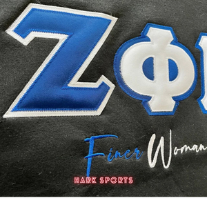 Sweats à capuche noir Tackle sergé broderie femmes Zeta Phi Beta Sorority coton polaire poche kangourou Style pleine longueur des manches à capuche - Product Image 4