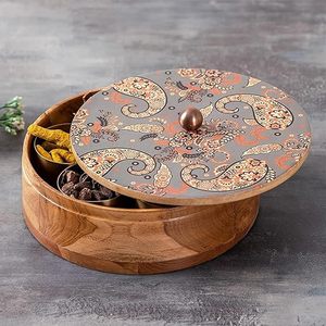 Caja Organizadora de Especias de Madera Resistente con Tapa para un Almacenamiento Limpio y Seguro, Caja de Madera para Masala con Acabado Liso de AALIYAN IMPEX - Product Image 1