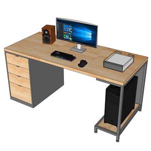 Wooden <b>Computer</b> <b>Desk</b> 160x70cm with 34mm Thick Edging CPU Shelf Storage Drawer and Metal Assembled for Hotels COD68052 - Product Image 5