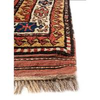 Tapis en laine noué à la main Kiaan vert forêt/blanc, style bohème géométrique abstrait, pour entrée, couloir, rectangulaire, Jaipur, 4'6x9 pi, doux