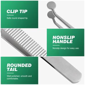 Pince à épiler en acier inoxydable à pointe incurvée, poignée antidérapante, légère, masseur pour sourcils, expresseur de glande de Meibom, pince à épiler - Product Image 2