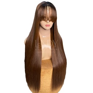 Perruques lisses sans colle de couleur brune pour femmes noires de cheveux humains vietnamiens - Product Image 1
