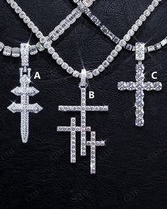 Hip Hop Round Cut VVS Moissanite Diamonds <b>Cross</b> Pendant S925 Sterling <b>Silver</b> Unique Customized Luxury <b>Cross</b> Pendant For Unisex - Product Image 2