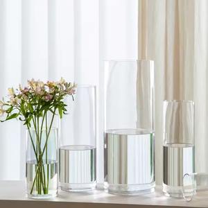 Jarrón cilíndrico de cristal transparente al por mayor, jarrón de cristal de mesa para decoración del hogar para flores - Product Image 5