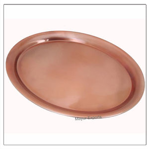 Large Size <b>Black</b> Stainless Steel Oval Bar <b>Tray</b> with Copper Gold Finish for Home or Kitchen Food <b>Serving</b> - Product Image 2