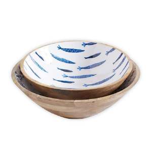 ชามเสิร์ฟไม้พร้อมเคลือบลายดอกไม้สำหรับตกแต่งภายในชามผลไม้สลัดเครื่องครัวขนาดใหญ่เป็นมิตรต่อสิ่งแวดล้อม - Product Image 1