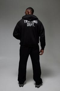 Top vente homme noir entraînement actif Dept surdimensionné Boxy fermeture éclair à capuche Gym Fitness Streetwear Logo personnalisé sweats à capuche pour hommes - Product Image 4