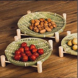 Panier à nourriture en bambou tissé à la main en forme de bateau, plateau de service naturel - Product Image 1